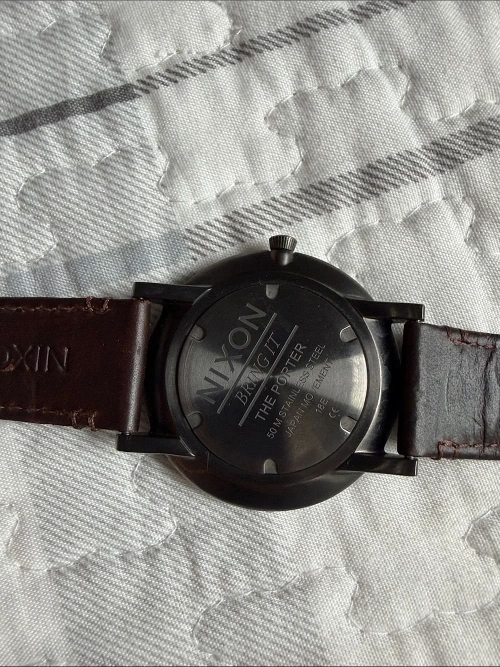 Nixon Red Sunburst Dial Watch with Brown Leather Band - Picture 5 of 11